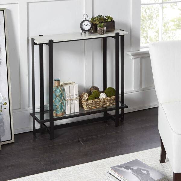 Amelia Faux Marble and Flat Black Console Table, image 1