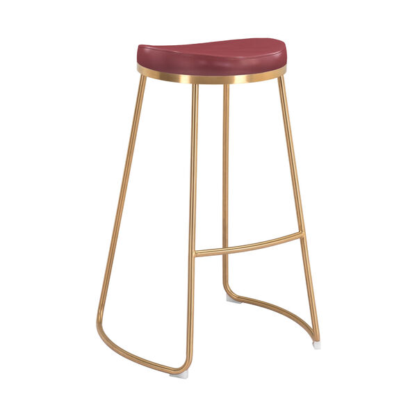 Bree Burgundy and Gold Barstool, image 1