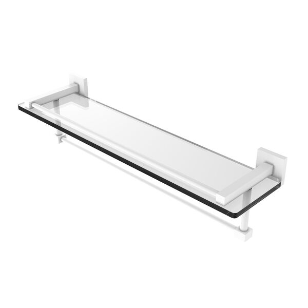 Montero Matte White 22-Inch Glass Shelf with Towel Bar, image 1