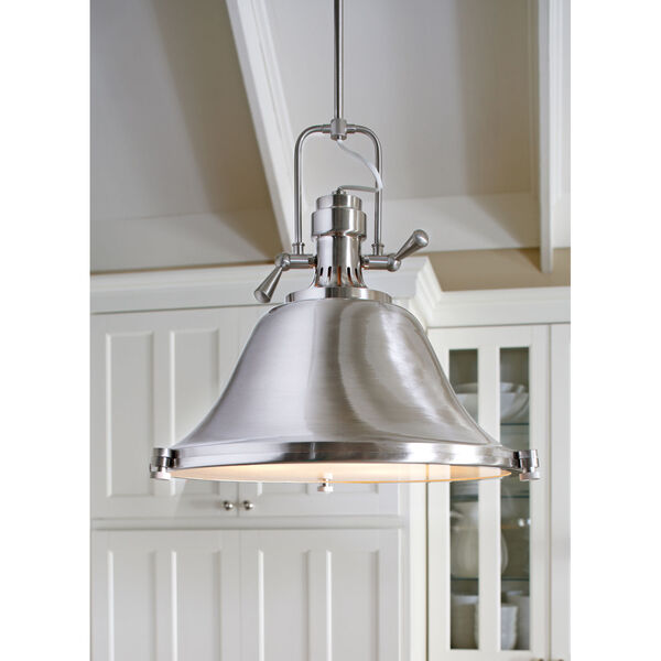 Stone Street Brushed Nickel One-Light Pendant with Satin Etched Glass Diffuser, image 2