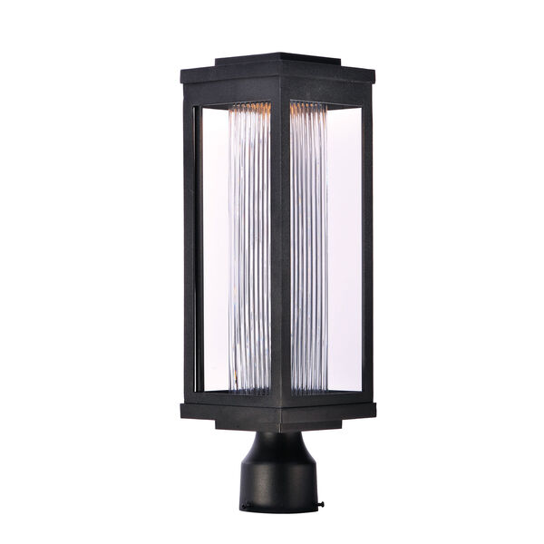 Salon LED Black 20-Inch LED Outdoor Post with Clear Ribbed Glass, image 1