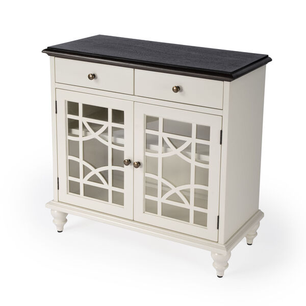 Rene Glossy White Cabinet with Doors and Drawers, image 1