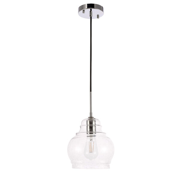 Pierce Chrome Eight-Inch One-Light Mini Pendant with Clear Seeded Glass, image 3