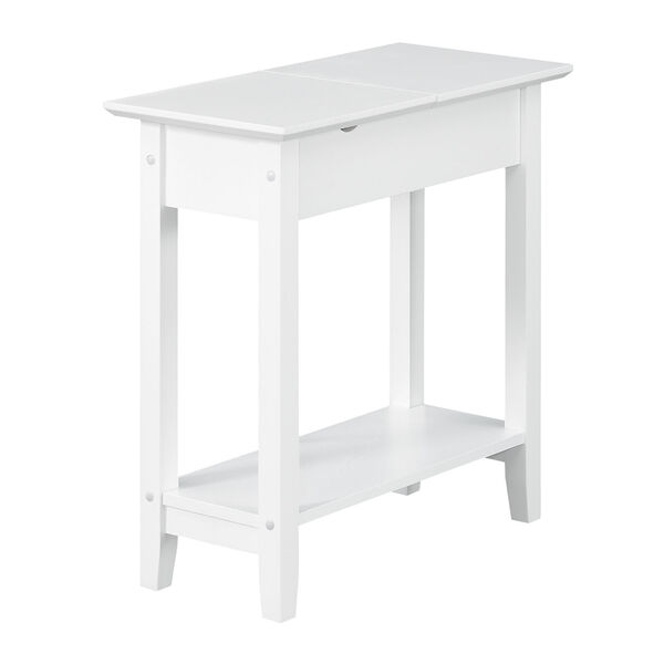 American Heritage White Flip Top End Table with Charging Station, image 1