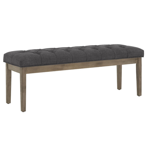 Amy Dark Gray Tufted Reclaimed Look Upholstered Bench, image 1
