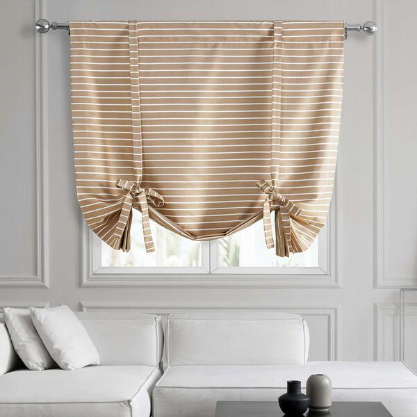Brown And White Hand Weaved Cotton Tie Up Window Shade Single Panel, image 1