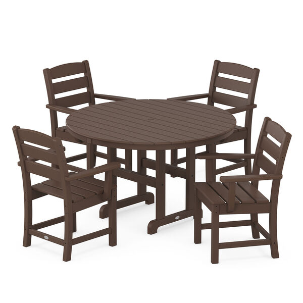 Lakeside Mahogany Round Arm Chair Dining Set, 5-Piece, image 1