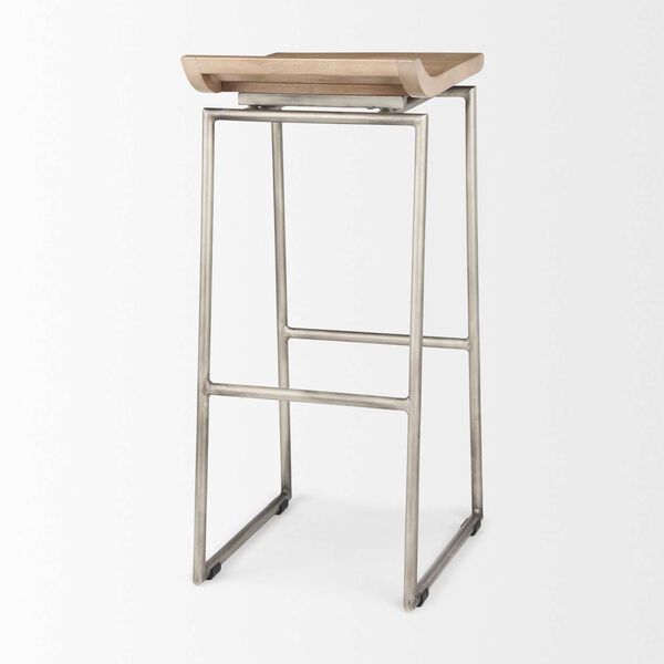 Givens Brown and Silver Metal Frame Bar Stool, image 5