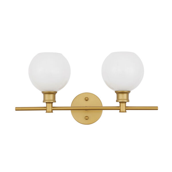 Collier Brass Two-Light Bath Vanity with Frosted White Glass, image 3