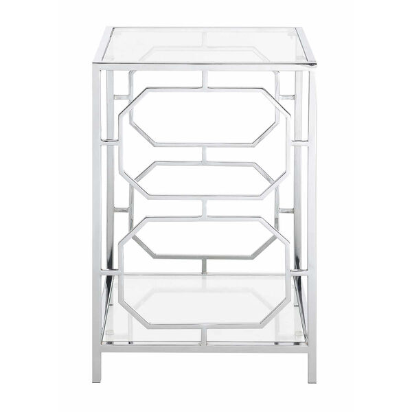 Omega Chrome End Table with Clear Glass, image 4