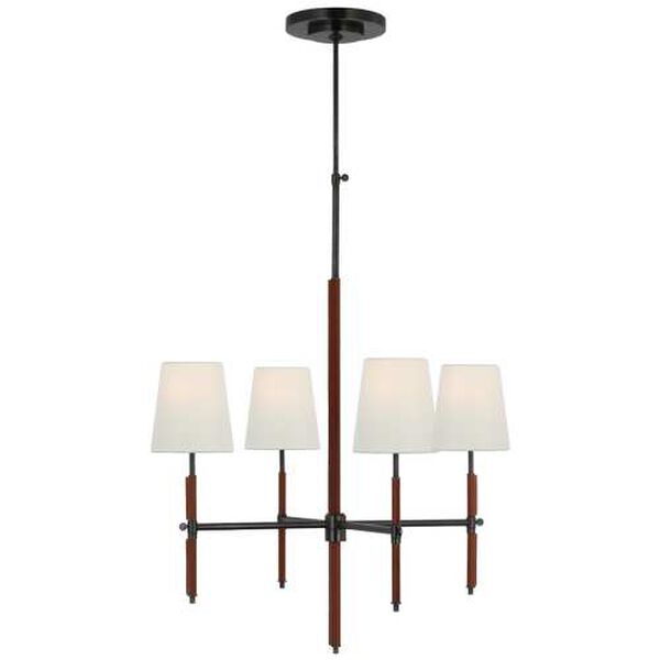 Bryant Four-Light Small Wrapped Chandelier with Linen Shades by Thomas O'Brien, image 1