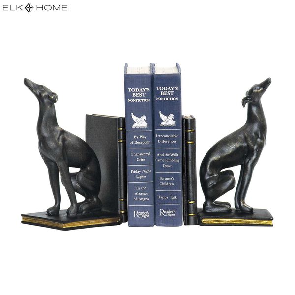 Pair Black Greyhound Bookends, image 2