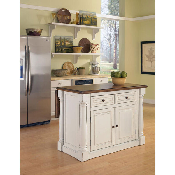 Monarch Antique White Sanded Distressed Kitchen Island, image 1