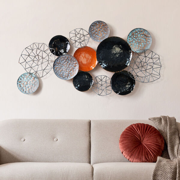 Plateau Hand Painted Etched Metal Wall Sculpture, image 4