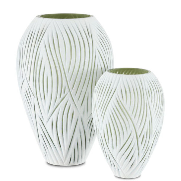 Patta White and Green Glass Vase, Set of 2, image 1
