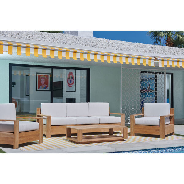 Qube Natural Teak Four-Piece Deep Seating Outdoor Sofa Set with Sunbrella Charcoal Cushion, image 1