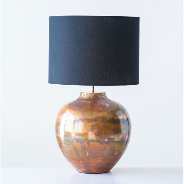 Sonoma Metal Table Lamp with Copper Finish and Black Fabric Shade, image 2