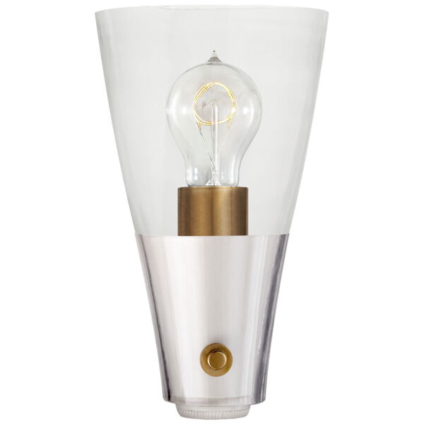 Altare Wide Sconce in Antique White and Hand-Rubbed Antique Brass with Clear Glass by Thomas O'Brien, image 1