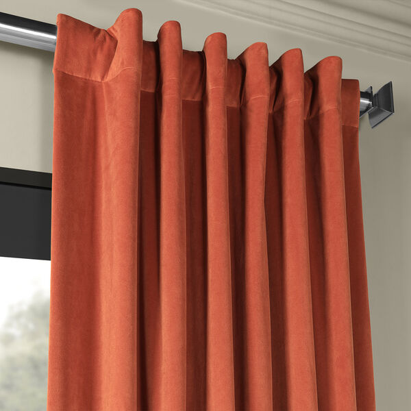 Burnt Pumpkin Signature Blackout Velvet Single Panel Curtain-SAMPLE SWATCH ONLY, image 4