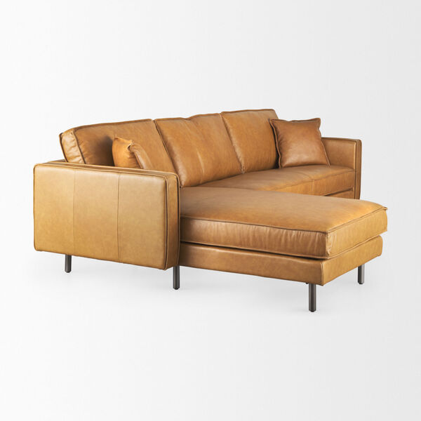 DArcy Tan Leather RIGHT Chaise Sectional Sofa, image 6