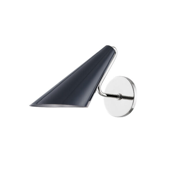 Talia Polished Nickel and Midnight Blue One-Light Wall Sconce, image 1