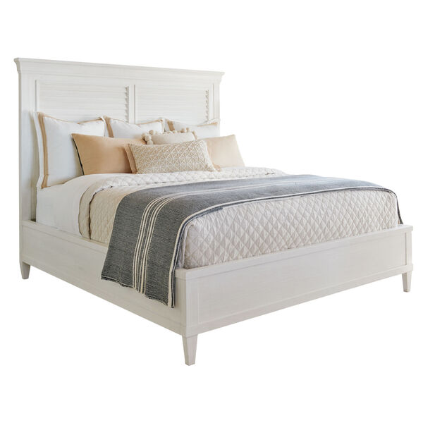 Ocean Breeze White Royal Palm Louvered Queen Bed, image 1