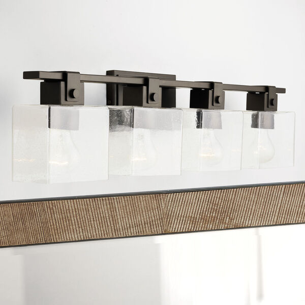Oil Rubbed Bronze Four-Light Bath Vanity with Clear Seeded Glass, image 2