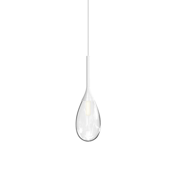 Parisone Satin White LED Pendant with Clear Glass, image 1