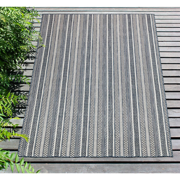 Carmel Rope Stripe Navy Stripe Rectangular: 4 Ft. 10 In. x 7 Ft. 6 In. Indoor Outdoor Rug, image 3