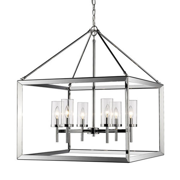 Linden Chrome Six-Light Chandelier with Clear Glass, image 4