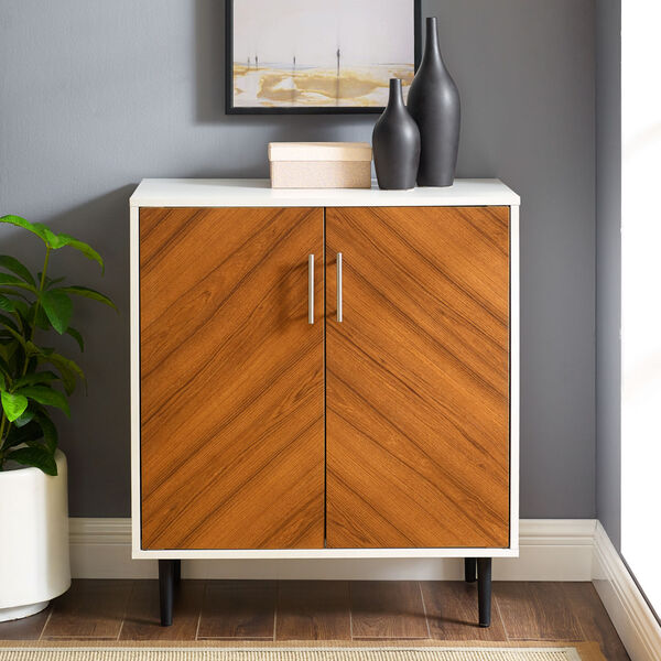 Hampton Solid White and Brown Accent Cabinet, image 3