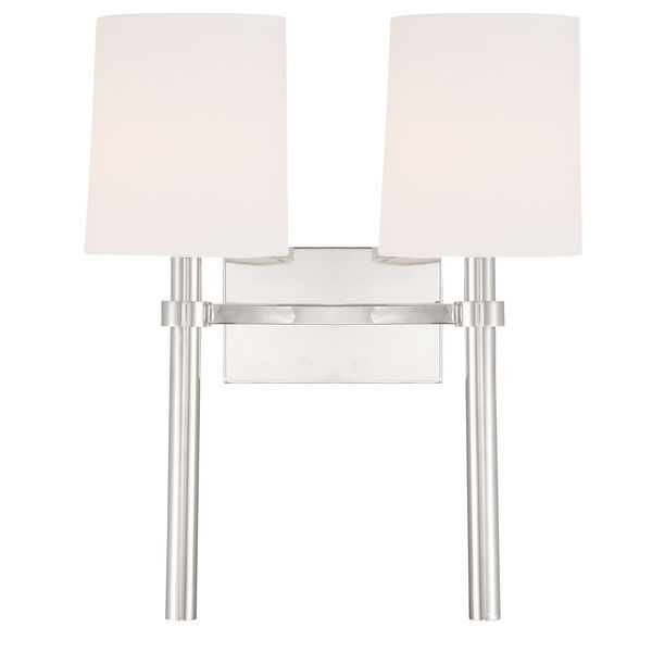 Bromley Polished Nickel Two-Light Wall Sconce, image 1