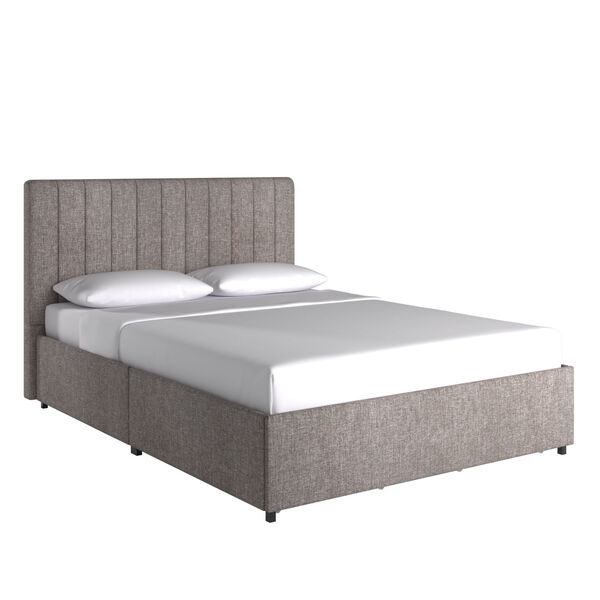 Jaeger Gray Full Storage Platform Bed with Channel Headboard, image 1