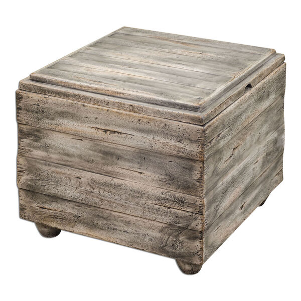 Avner Waxed Driftwood 20-Inch Cube Table, image 1