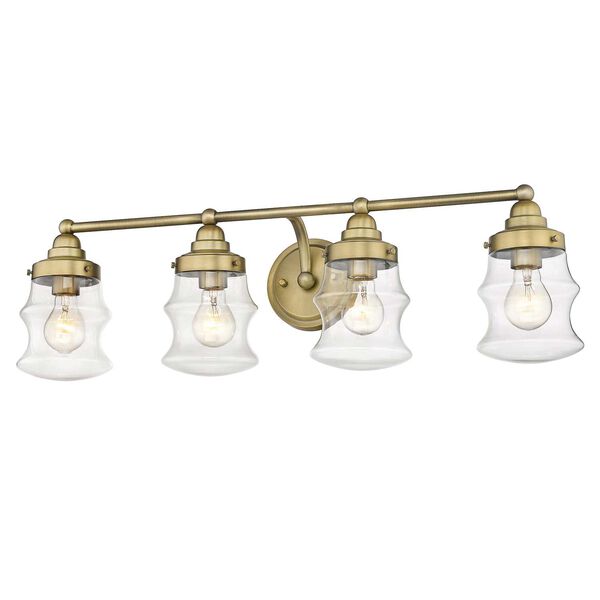 Keal Antique Brass Four-Light Bath Vanity with Clear Glass, image 3