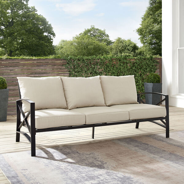 Kaplan Oil Rubbed Bronze and Oatmeal Outdoor Metal Sofa, image 2