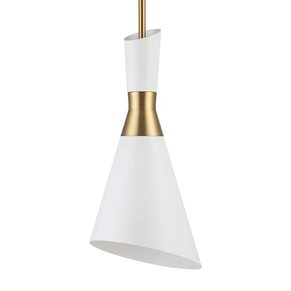 Eames Antique Brass and White One-Light Mini Pendant, image 3