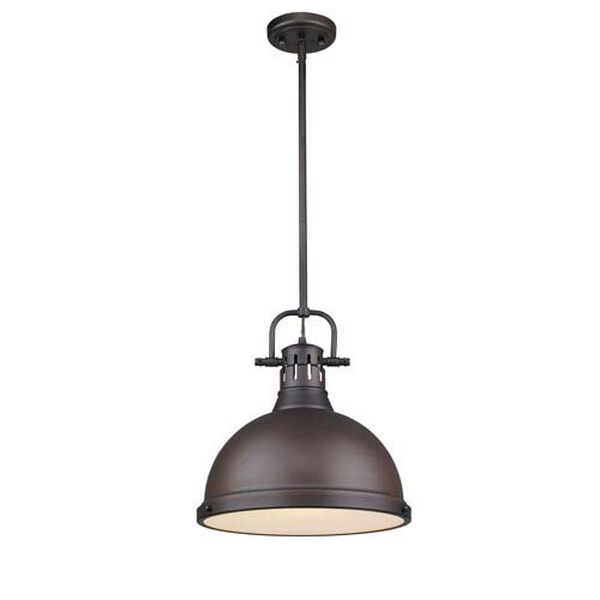 Duncan Rubbed Bronze One-Light 15-Inch High Pendant with Rubbed Bronze Shade, image 1
