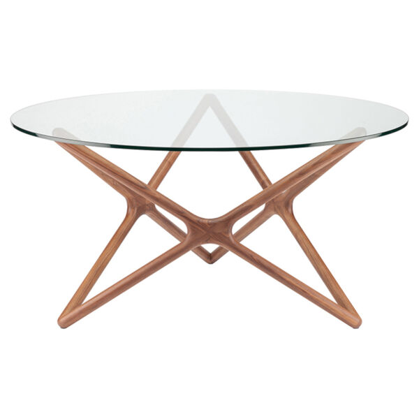 Star Clear and Walnut Oval Dining Table, image 2