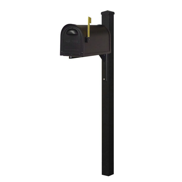 Classic Curbside Mailbox Black Mailbox and Wellington Direct Burial Mailbox Post Smooth, image 2