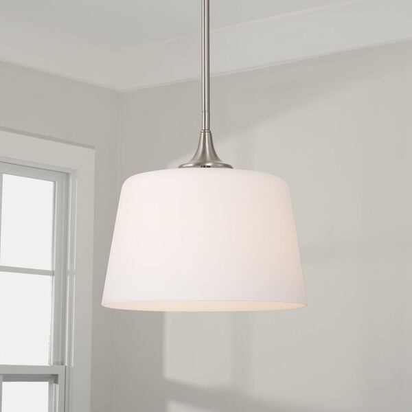 Presley Brushed Nickel One-Light Semi Flush Mount with Soft White Glass, image 4