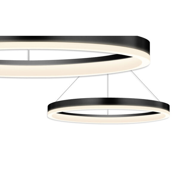 Corona Satin Black LED 24-Inch Pendant with White Etched Shade, image 3