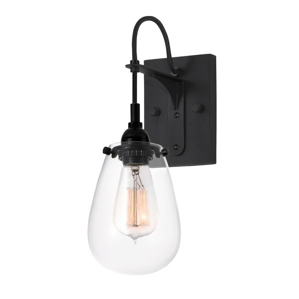 Chelsea One-Light - Satin Black with Clear Glass - Wall Sconce, image 1