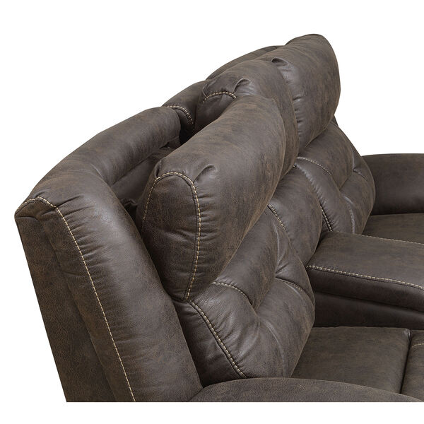 Aria Saddle Brown Loveseat with Console and Power Head Rest, image 4