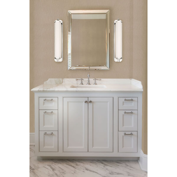 Polished Nickel LED Bath Vanity with Etched White Glass, image 4