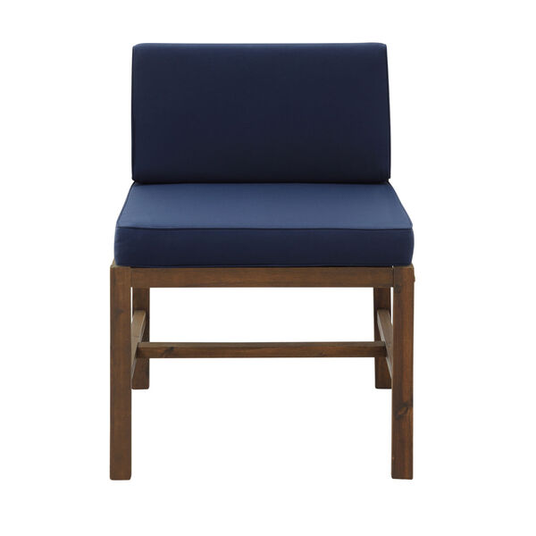 Sanibel Dark Brown and Navy Blue Patio Side Chair, image 2