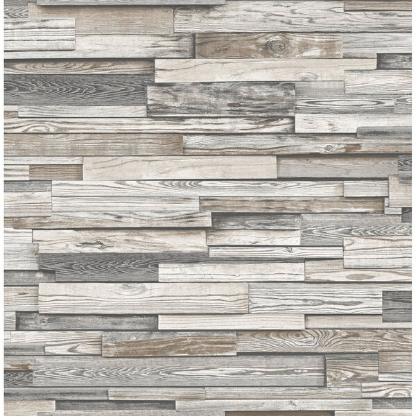 NextWall Gray Reclaimed Wood Plank Peel and Stick Wallpaper, image 2