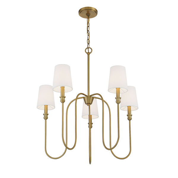 Selby Natural Brass Five-Light Chandelier, image 4