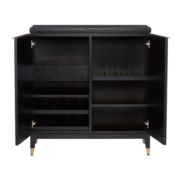 Sergio Chestnut Burl, Black and Brass Bar Cabinet, image 3