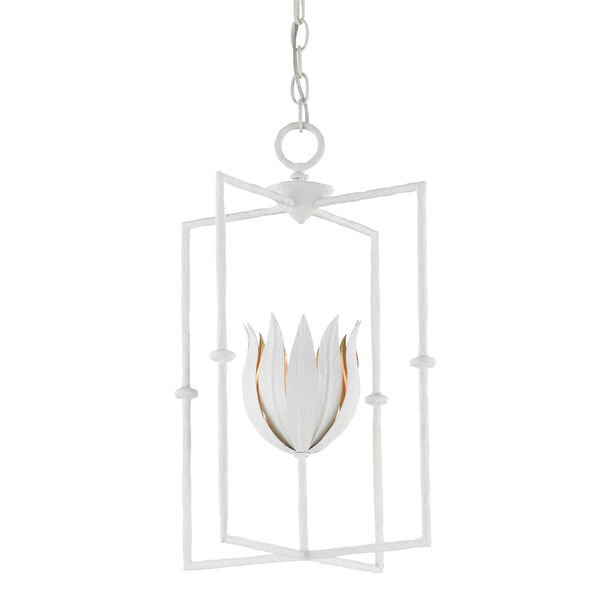 Tulipano Gesso White and Gold One-Light Pendant, image 2